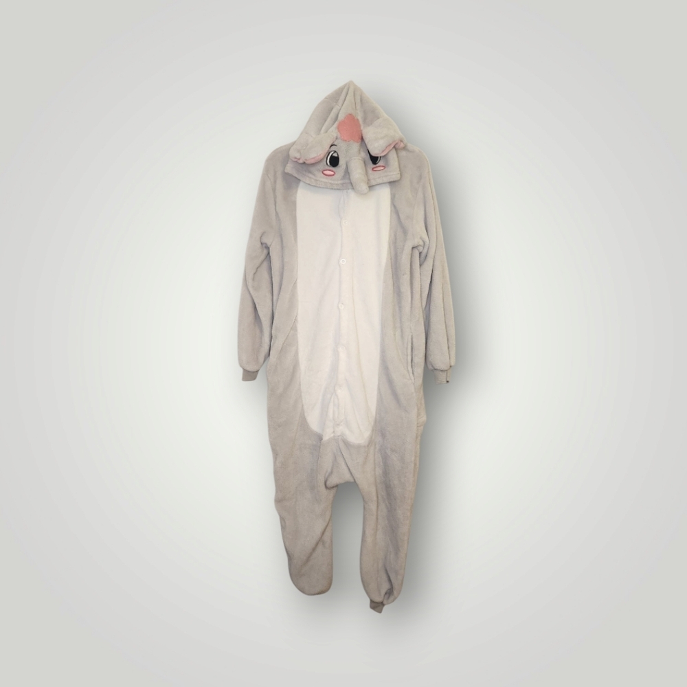 Gray Elephant Onesie with Pink Accents pajama Halloween costume size M